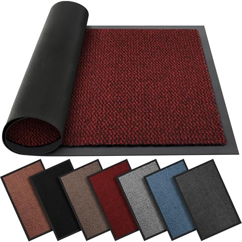 BLADO Washable Door Mats - Non-Slippery Heavy Duty Doormats - Stylish & Large Rubber Door Mat - Perfect Dust Grabbing Outdoor & Indoor (Red, 90cm x 200cm)