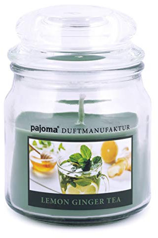 pajoma® Duftkerze im Bonbonglas 180 g, Lemon Ginger Tea | Sweet Edition - Premium Kerze zum verschließen, Brennzeit ca. 45 Stunden