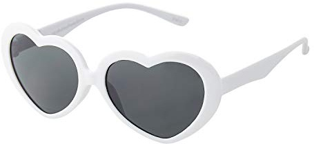 Ultra Kids Heart Shaped Sunglasses for Girls Boys - UV400 Protection Children's Retro Love Heart Novelty Glasses - Ages 3-10 - White