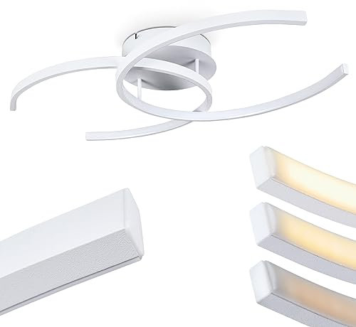 HOFSTEIN LED Deckenleuchte Guinea, dimmbare Deckenlampe aus Metall in Weiß, 20 Watt, 2600 Lumen, Lichtfarbe 3000 Kelvin, dimmbar über den Lichtschalter