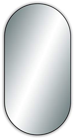 RAMIX Modern Runder, Ovaler und Rechteckiger Wandspiegel in schwarzem Metallrahmen, Verschiedene Größen, OVAL 80x40 cm