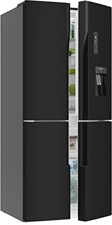 CHiQ Amerikanischer Kühlschrank FCD418NE4D freistehend, Gesamtinhalt 418 Liter, Edelstahl dunkel, 4 Türen, A+, LED, 43 dB