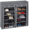 Relaxdays, anthrazit Schuhschrank Stoff, 12 Fächer, 36 Paar Schuhe, Abnehmbarer Bezug, Schuhregal, HBT 107 x 115 x 30 cm, Eisen