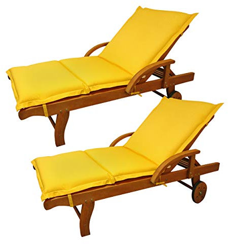 Indoba 2X Gartenliege Sun Flair + 2X Polsterauflage Premium - Gelb