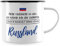 JUNIWORDS Emaille-Tasse, Sieht vielleicht so aus, als würde ich dir zuhören. Doch in Wahrheit denke ich an Russland (1001338), Schwarzer Tassenrand
