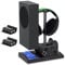 FYOUNG Vertical Charging Cooling Stand Compatible with Xbox Series S Accessories with Rechargeable Battery, Charging Station with Cooling Fan System + 2x1400mAh Batteries + Headset Holder - Black