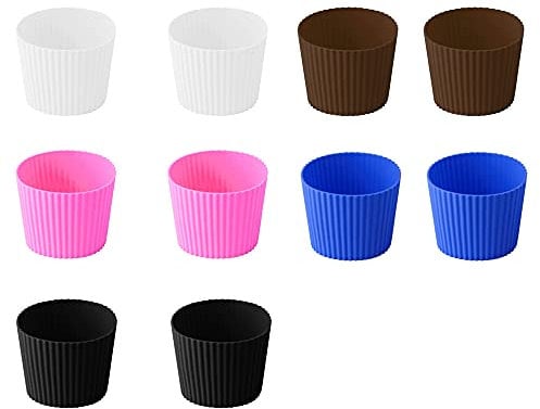 Juliyeh 10 Pcs Heat-Resistant Cup Sleeve Nonslip Coffee Cup Sleeve Silicone Cup Sleeve for Glass Bottles, Plastic Cups, Mugs