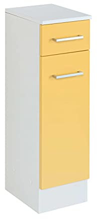 Badezimmerschrank Ricca, 25 cm, 1 Tür & 1 Schublade – Weiß/Gelb