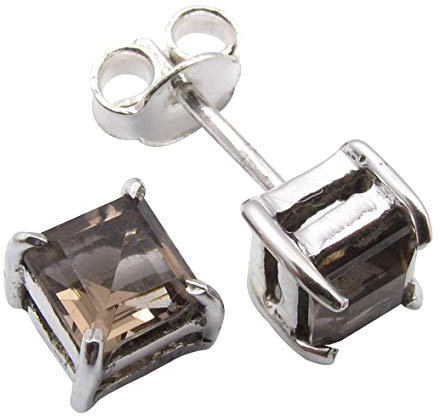 SilverStarJewel Massive Sterling Silber geschnittene Rauchquarz Ohrringe 0,5 cm Modeschmuck