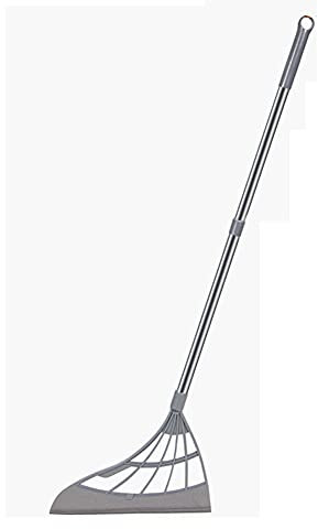 Multifunktions Zauber Besen mit Stiel, 2 in 1 kehrmaschine zur Entfernung Duschabzieher Silikon Fensterwischer Kunststoff für Wohnzimmer Küche Toilette Sauber (Color : Gray, Size : 1Pack)