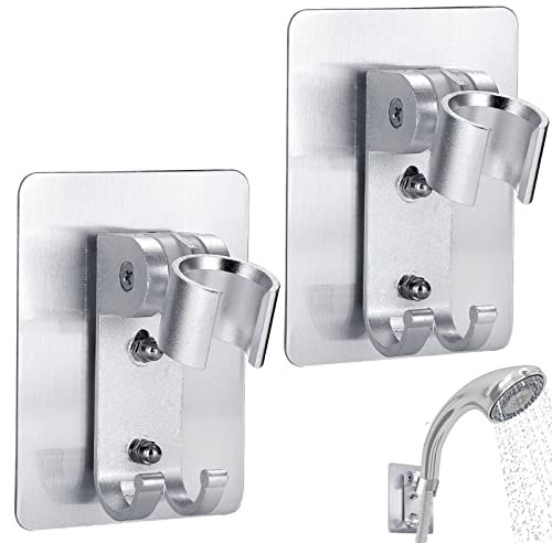 XOYTCVSYFS8 Support De Tête Douche Aluminium Pommeau Auto-adhésif Mural Fixation Adhesif Avec 2 Crochets Suspension Baguette à Main Pas Besoin Percer ,2 Pcs