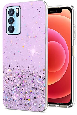 Compatibile con Cover OPPO Reno 6 Pro Glitter Rosa, OPPO Reno 6 Pro Cover Morbida, Custodia in Silicone OPPO Reno 6 Pro Case Sottile (Viola, OPPO Reno 6 Pro)