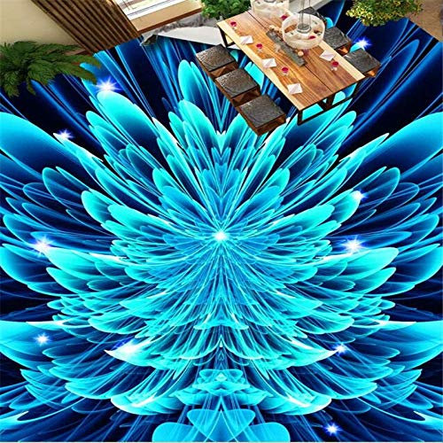 Papier peint photo personnalisé pour sol de toilette Motif abstrait Bleu rêve floral 3D Sol Wc Salon Décoration 3D Sol 250 cm x 175 cm
