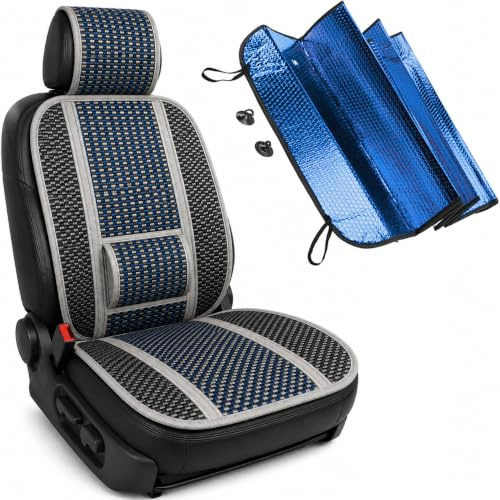 BOOST Coprisedile Auto Estivo in Bambù Naturale, Copri Sedile Antisudore Traspirante con Supporto Lombare Integrato, Schienale Universale Fresco per Auto (Grigio, Singola)