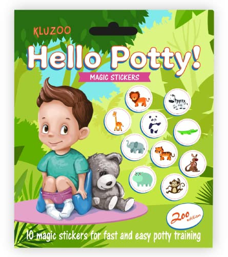 KLUZOO Hello Potty! - 10 Magic Aufkleber - Potty Sticker for Baumwolle Training (Zoo)