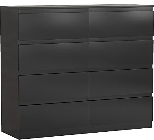 Vida Designs Denver 8 Drawer Chest of Drawers Black – Modern Wooden Storage Unit