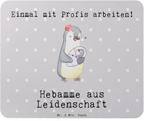 Mr. & Mrs. Panda Mauspad Hebamme Leidenschaft - Geschenk, Mauspad Büro, Dankeschön, Rente, Schenken, Büroausstattung, Designer Mauspad, Einzigartiges