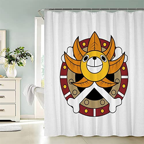 TiaoTian Rideau de Douche 120x180 Mangas Rideau de Douche épaissi Anti Moisissure 3D Imprimé Tissu Imperméable Polyester Dessin Animé Kawaii Pirate Rideaux de Douche Lavable Machine avec 12 Anneaux