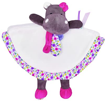 BABY NAT' - Doudou Hippopotame Rose Zoé - Doudou Peluche Doux et Facile à Attraper - Pour Bébé Fille Dès la Naissance - Compagnon Réconfortant pour la Nuit - Idée Cadeau Naissance - BN0704