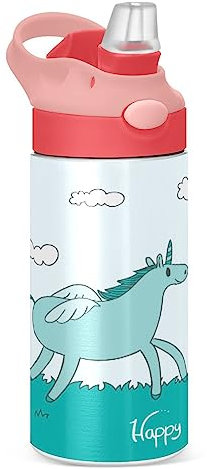 Unicornio Verde Botella de Agua Acero Inoxidable Beber Térmica con Pajita para Niños Niñas