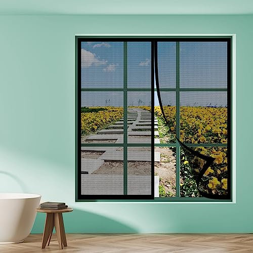 Fliegengitter Fenster Magnet 50 x 200 cm, Insektenschutz Magnet Fliegengitter Automatisches Schließen für Alle Arten von Fenstern, Schwarz
