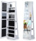 Multigot 3-in-1 Jewellery Cabinet, 360° Swivel Jewelry Armoire with Full-Length Mirror & 3-Color LED Lights, Lockable Cosmetic Storage Organizer for Dressing Room Living Room Bedroom (White)