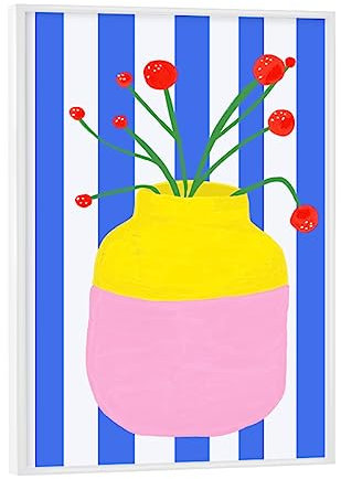 artboxONE Poster mit weißem Rahmen 18x13 cm Floral Mio Vaso Blue Stripes - Bild mio blumenvase bunt