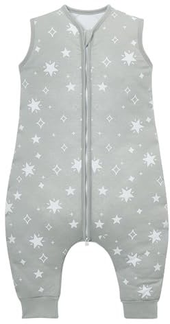 Lictin Schlafsack mit Füßen 2.5 Tog, Winterschlafsack mit Füßen 80cm, Bio Baumwolle Baby Schlafsack mit Füßen, Niedliche Sterne Schlafsack mit Beinen, Winterschlafsack mit Füßen für Baby