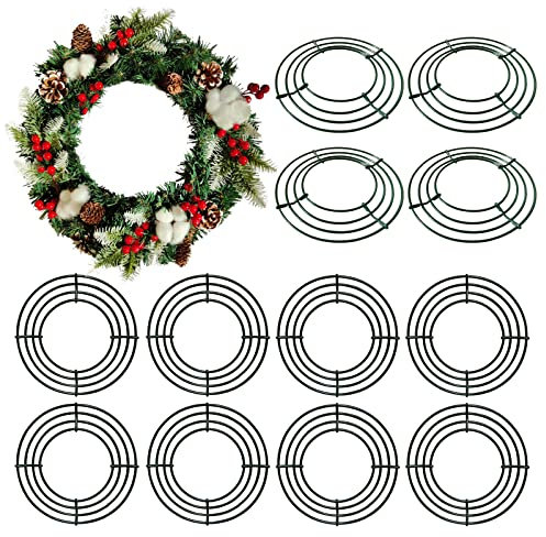 Thealyn 12 Pack 20cm Metal Wreath Frame Wire Wreath Rings for Christmas New Year Party Home Decor Crafts Supplies (8 Inch)