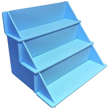 MDF Blue 3 Tier Solid Back Display Craft Table Stand - Size 370mm x 324mm x 320mm - For Craft Fairs, Market Stall Display Shelf, Shop Display Stands, Makeup Stand, Perfume display shelf