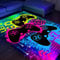 HOLAVIDA Neon Spiel Teppiche Gegend, 3D Schwarzlicht UV-Reaktiver Spiel Controller Teppich, rutschfeste Fluoreszierende Bodenmatte, Leuchtet im Dunkeln Spielmatte für Kinder Spielzimmer 180x120cm