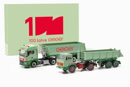 herpa Jubiläumsset 100 Jahre Geiger Man TGS TM und Mercedes-Benz NG Kippsattelzüge 1:87#316699