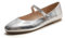Feversole Women's Comfort Ballet Flats Strap Comfort Casual Mary Jane Shoes Silver UK Size 4