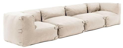 Oviala Gartensofa, modular, 4-Sitzer, Beige – Mixi