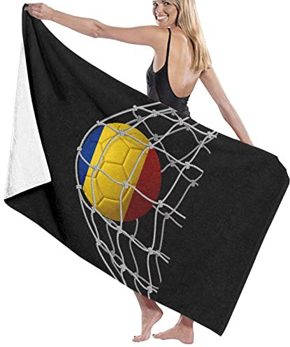 Strandtücher Fußball-Fußballtor-Rumänien-Flagge Duschtuch Saugfähig Badetuch Weich Sandfest Handtuch Für Reise Sauna Schwimmen 80x130cm