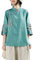 Style Chinois Rétro Coton Lin Haut Femmes Grande Taille Coupe Ample Chemise Exquise Broderie Traditionnelle Hanfu Blouse (Color : Green, Size : 4XL)