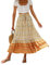 XIXIMAON Langer Rock im Boho-Stil, für Damen, elastischer Bund, Blumendruck, lässiger Rock, Strand, Urlaub, Orange, M