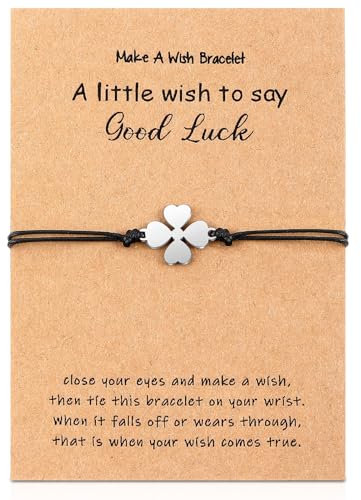 Fiada Vierblättriges Kleeblatt Armband Glücksbringer Kleeblatt Armband Größenverstellbar Armkette Klee Freundschaftsarmband für Damen Mädchen Freundin Beste Freunde Geburtstag Geschenk