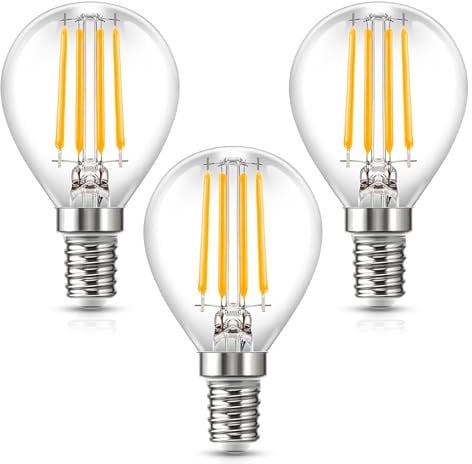 E14 Small Edison Screw Filament Bulbs, 4W E14 LED Golf Ball Light Bulb 40W Equivalent 2700K Warm White, SES E14 G45 LED Mini Globe Bulb, 3Pack