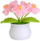 JUSTOYOU künstliche Blume Häkeln Blumen Topf Pflanze, Mini gestrickte Blumentopf, kleine handgefertigte Häkeln Blume für Home Office Tischdekoration, Geschenk für Ihre Valentinstag (1, rosa)