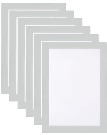 QUARKZMAN 6pz Supporto Cartelli Magnetici Autoadesivi Supporto Argento. | Cornice Magnetica Foto da 5x7, Finestra, Cartello, per Esposizione Documenti, per Casa Ufficio Ristorante