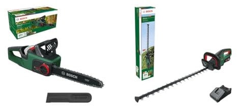 Bosch Akku-Kettensäge AdvancedChain 36V-35-40 & Bosch Akku-Heckenschere AdvancedHedgeCut 36V-65-28