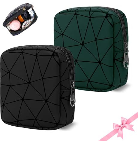 Desing Wish 2 Stück Mini Kosmetiktasche Damen Mädchen Klein Kulturtasche Kulturbeutel Schminktasche Reise Herren Kosmetikbeutel Cosmetic Make Up Bag Toiletry Schmink Tasche Zubehör mit Reißverschluss