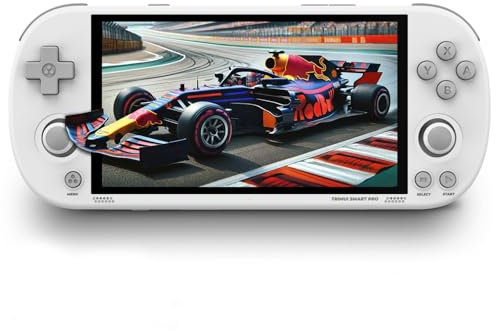 Trimui Smart Pro Handheld Game Console, 4.96-Inches Display Console Preinstalled Emulator with 128/256GB TF Card, Retro Game Console with Linux System Allwinner A133P Processor (White-128GB)