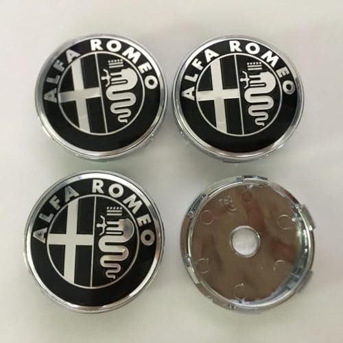 THJKCVSD 4 Stück Nabendeckel, für Alfa Romeo Alfa Alfetta Spider Brera (60MM) Radkappen Ersatz Auto Styling Felgen Abdeckung Badge Emblem Aufkleber Radnabenkappen