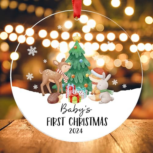 Christmas Ornaments 2024, Baby's First Christmas Decorations, Acrylic Hanging Ornament for Kids, Girls, Boys, Holiday Tree Decor Keepsake for Newborns and Families