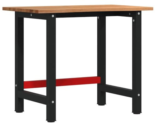 vidaXL Werkbank Hellbraun 100x60x81,5 cm Massivholz Eiche, Arbeitstisch, Werkzeugbank, Werkbank Massivholz, Werktisch, Werkbank Holz, Werkbank Metall