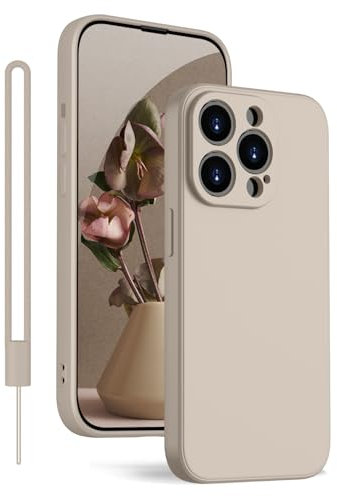 KPPIT Silikon Hülle für iPhone 13 Pro Hülle mit Lanyard, Handyhülle Ultra Dünn mit Microfiber,Kratzfeste Rundumschutz Schutzhülle für iPhone 13 Pro Case 6.1'' Titangrau