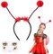 GEBETTER Marienkäfer Haarreif mit Bommeln + 1 Set Marienkäfer Gesicht Tattoos Kostüm Mädchen Kinder Ladybug Kopfschmuck Party Accessoires Stirnband Haarband für Karneval Fasching Halloween