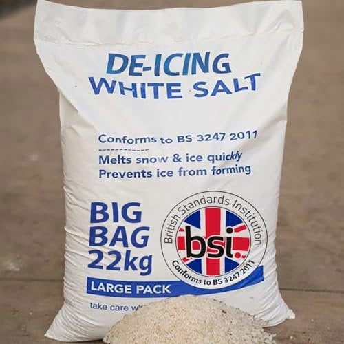 Rock Salt 22KG BIG Bag De-Icing Rock Salt Grit for Ice, Snow, Gardening Weeds, Melting Icy Paths, Deicer Roads & Clearing Driveways Gritting Large (White)